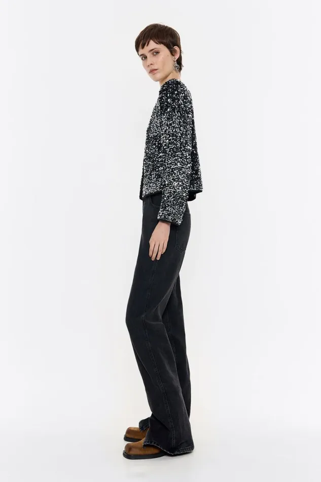 Anthracite Sequin Cropped Jacket Anthracite Women Bimba Y Lola Party Anthracite Sequin Cropped Jacket Anthracite Women Bimba Y Lola Party
