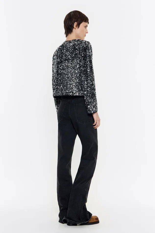 Anthracite Sequin Cropped Jacket Anthracite Women Bimba Y Lola Party Anthracite Sequin Cropped Jacket Anthracite Women Bimba Y Lola Party