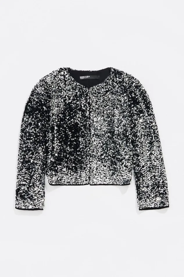 Anthracite Sequin Cropped Jacket Anthracite Women Bimba Y Lola Party Anthracite Sequin Cropped Jacket Anthracite Women Bimba Y Lola Party