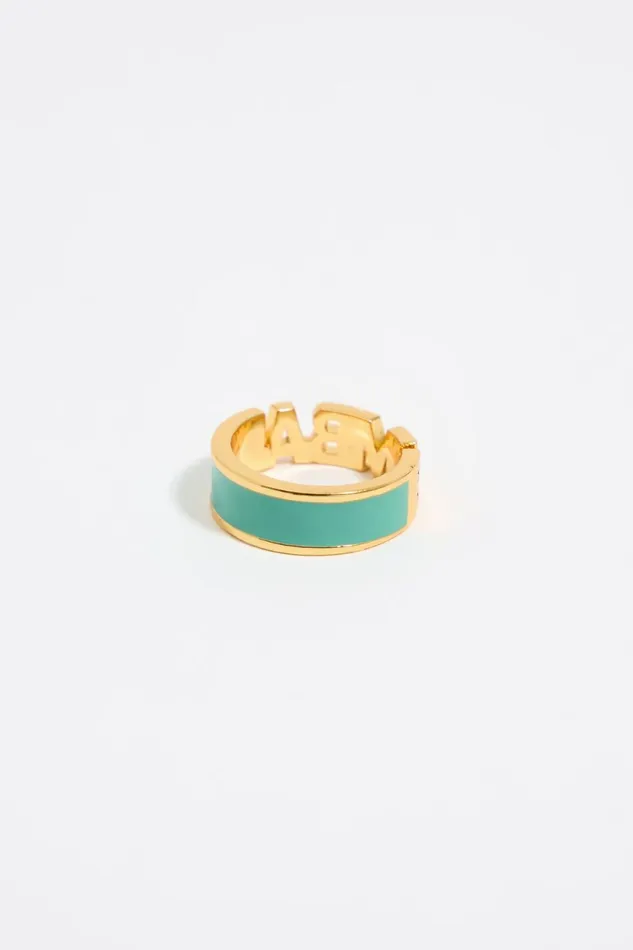 Aquamarine Enamel Logo Ring Turquoise Women Bimba Y Lola Rings Aquamarine Enamel Logo Ring Turquoise Women Bimba Y Lola Rings