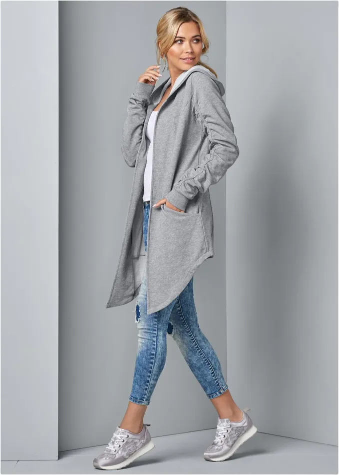 ASYMMETRICAL LOUNGE HOODIE Heather Grey Women VENUS Jackets