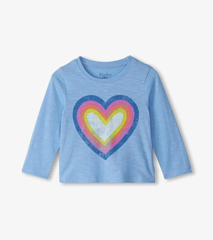 Baby and Toddler Girls Big Groovy Heart Long Sleeve TShirt Hatley