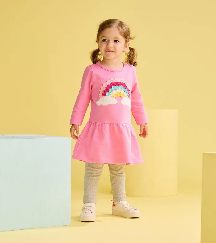 Baby and Toddler Girls Rainbow Cloud Flounce Skirt Dress Hatley