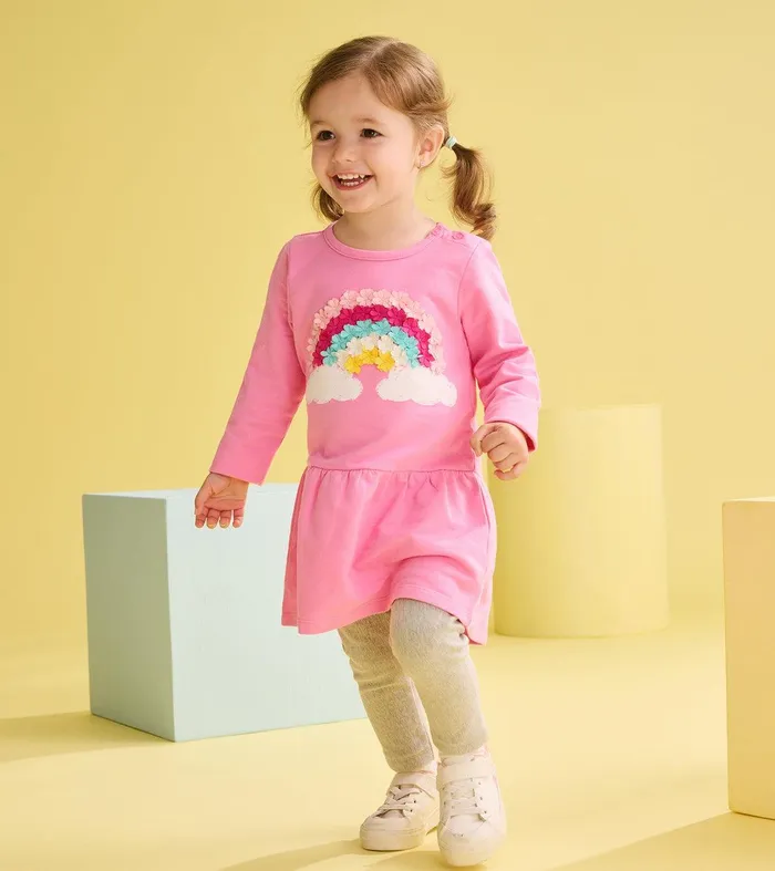 Baby and Toddler Girls Rainbow Cloud Flounce Skirt Dress Hatley