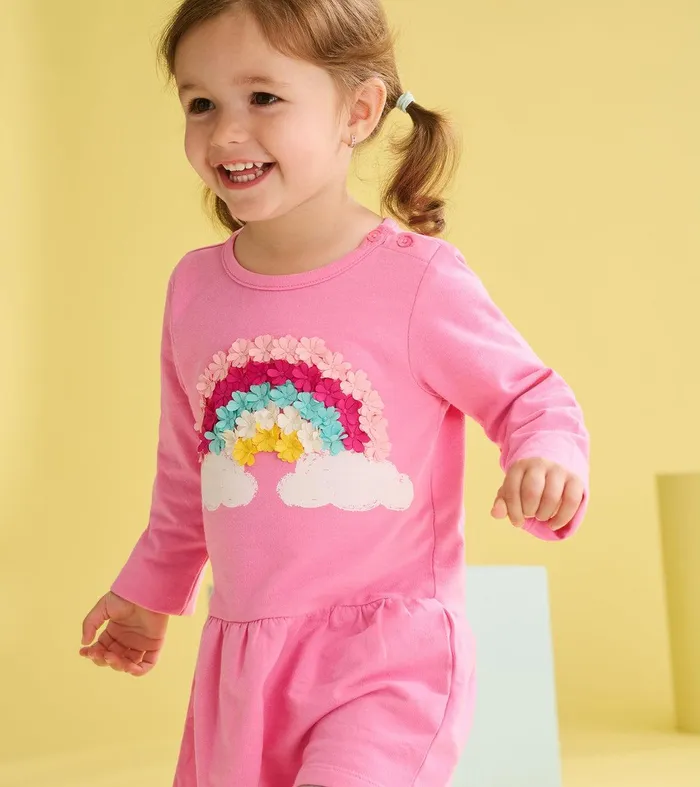 Baby and Toddler Girls Rainbow Cloud Flounce Skirt Dress Hatley