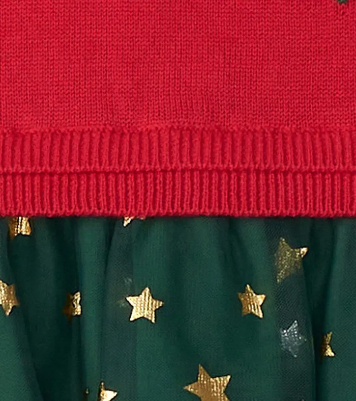 Baby and Toddler Holiday Reindeer Drop Waist Sweater Dress Hatley