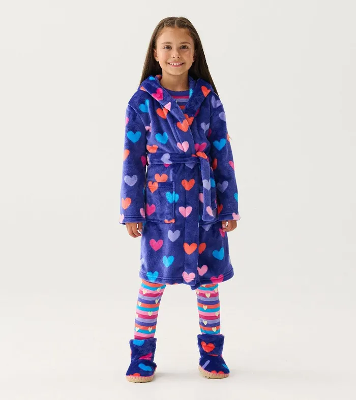 Baby Girls Hearts Fleece Robe Hatley