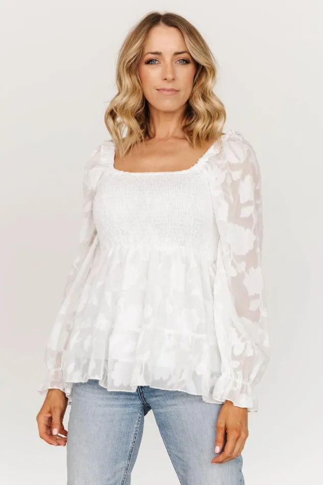 Baltic Born Blouses Shirts Women Ines Smocked Top White