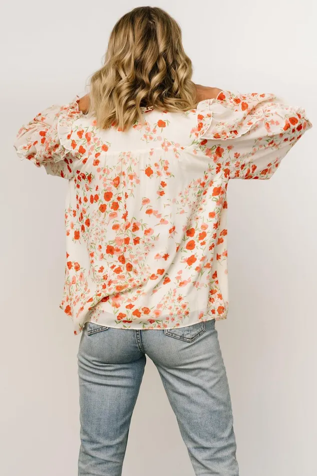 Baltic Born Blouses Shirts Women Karlie Long Sleeve Ruffle Top Ivory Red Multi Baltic Born Blouses Shirts Women Karlie Long Sleeve Ruffle Top Ivory Red Multi