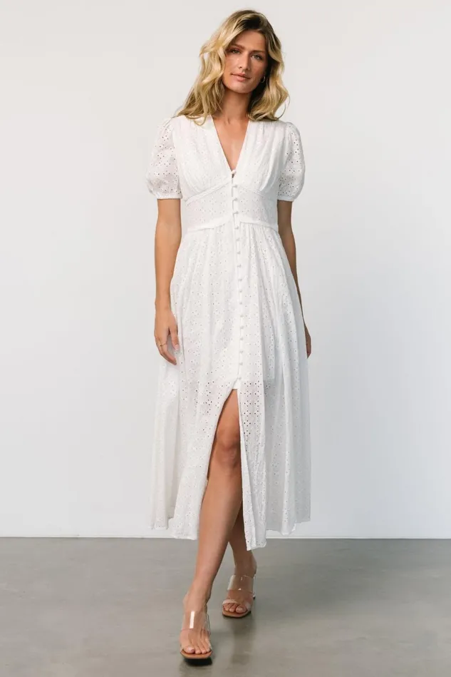 Baltic Born Bridal Women Esther Eyelet Midi Dress Off White