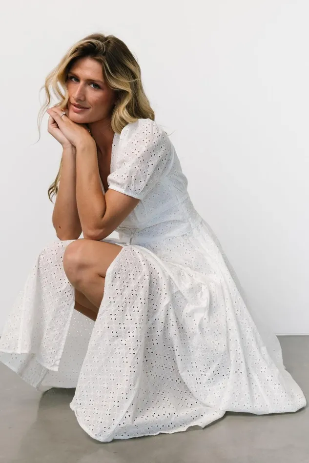 Baltic Born Bridal Women Esther Eyelet Midi Dress Off White Baltic Born Bridal Women Esther Eyelet Midi Dress Off White