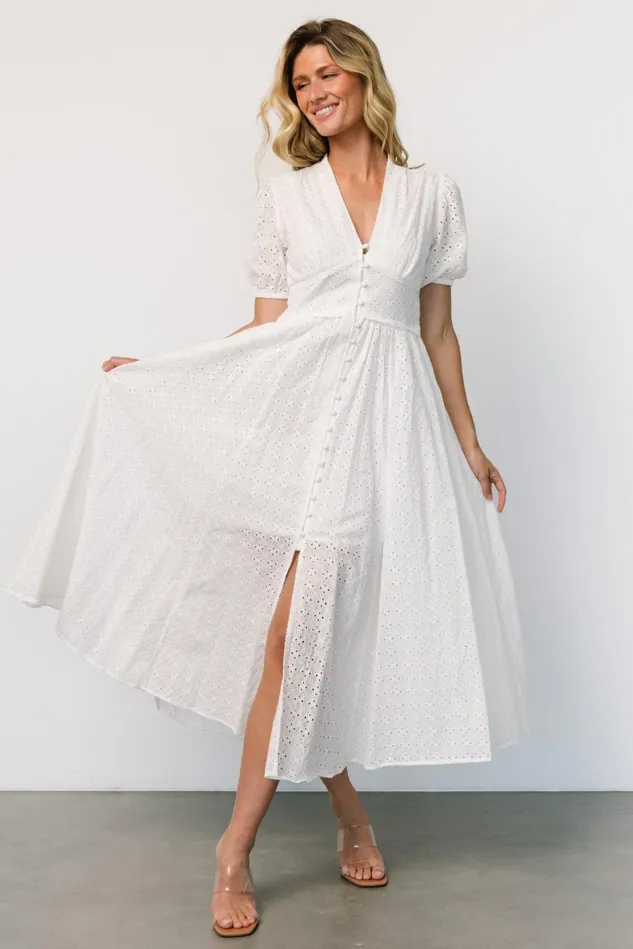 Baltic Born Bridal Women Esther Eyelet Midi Dress Off White Baltic Born Bridal Women Esther Eyelet Midi Dress Off White