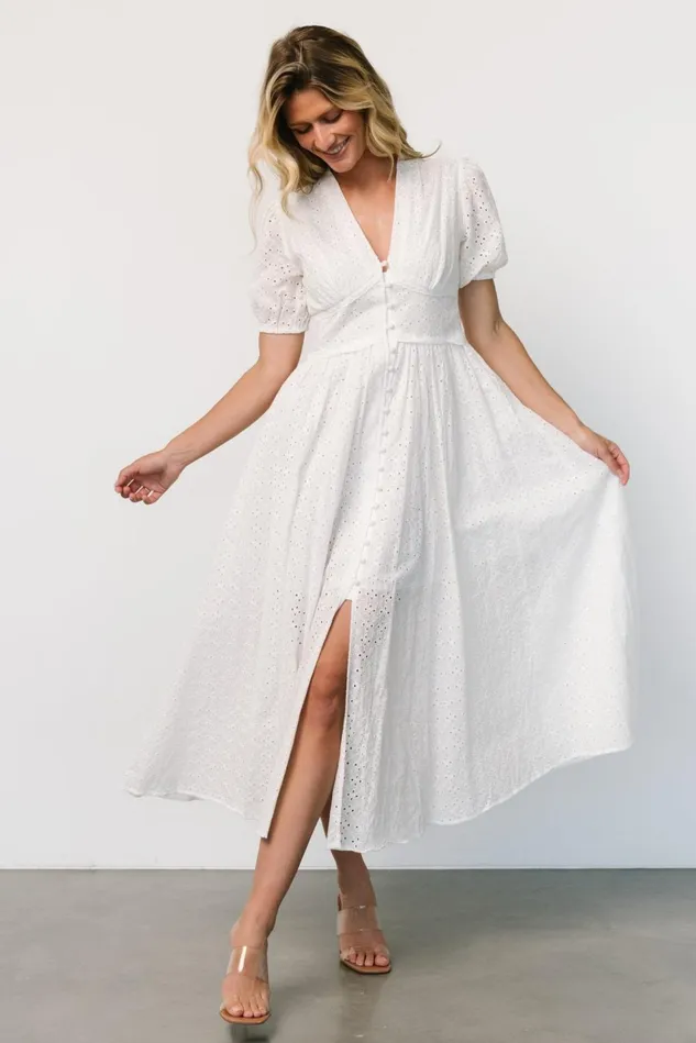 Baltic Born Bridal Women Esther Eyelet Midi Dress Off White Baltic Born Bridal Women Esther Eyelet Midi Dress Off White