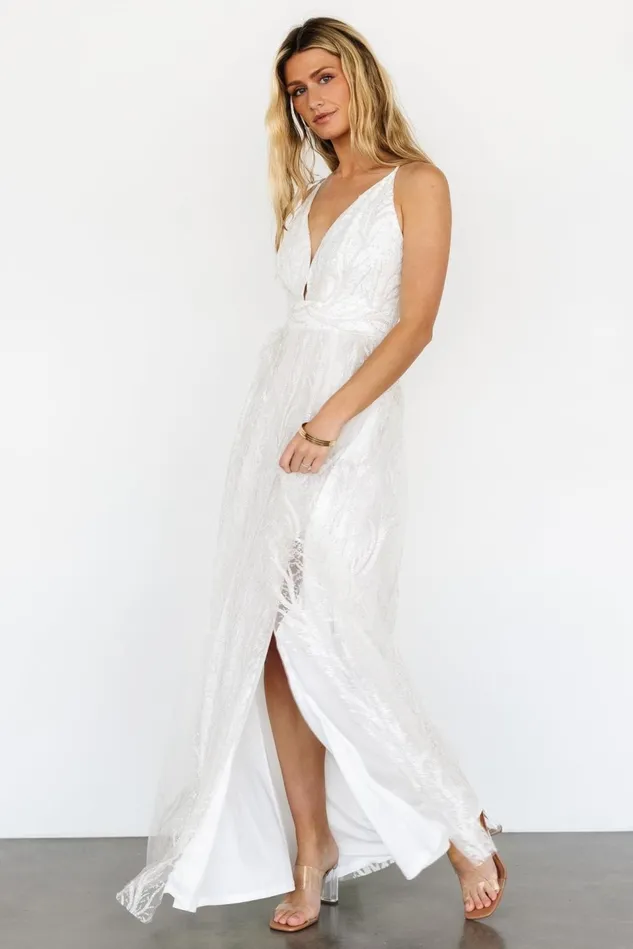 Baltic Born Bridal Women Zayla Shimmer Gown White Baltic Born Bridal Women Zayla Shimmer Gown White
