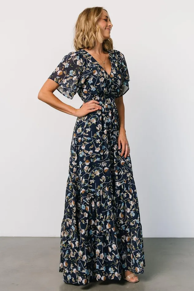 Baltic Born Bump Friendly Women Katherine Maxi Dress Dark Blue Floral Baltic Born Bump Friendly Women Katherine Maxi Dress Dark Blue Floral