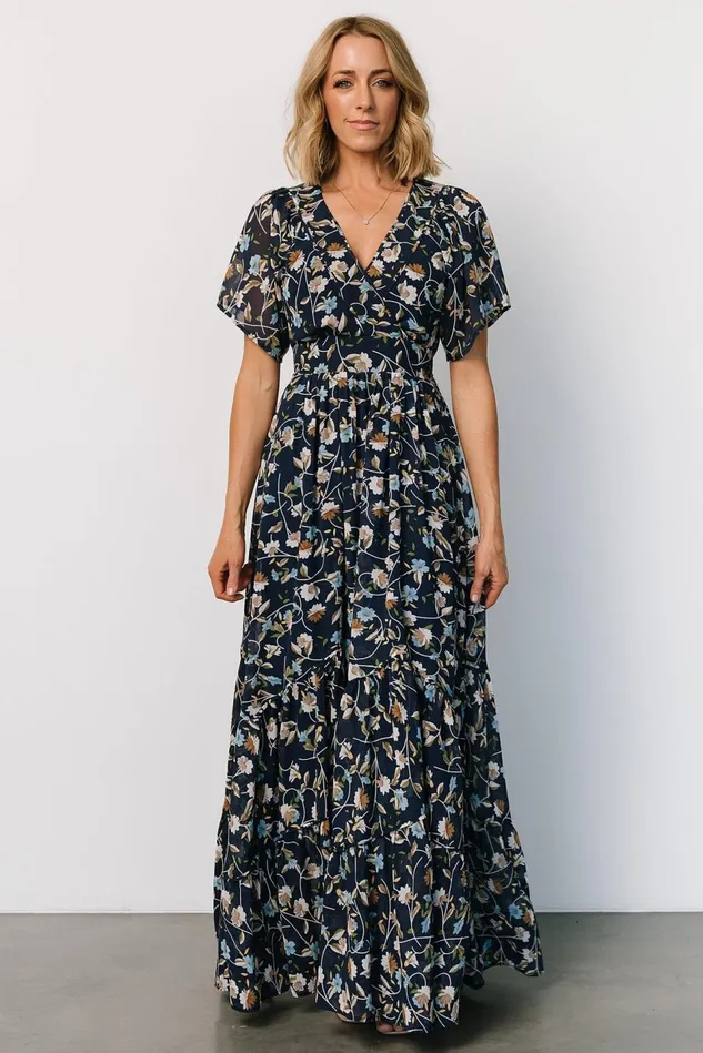 Baltic Born Bump Friendly Women Katherine Maxi Dress Dark Blue Floral Baltic Born Bump Friendly Women Katherine Maxi Dress Dark Blue Floral