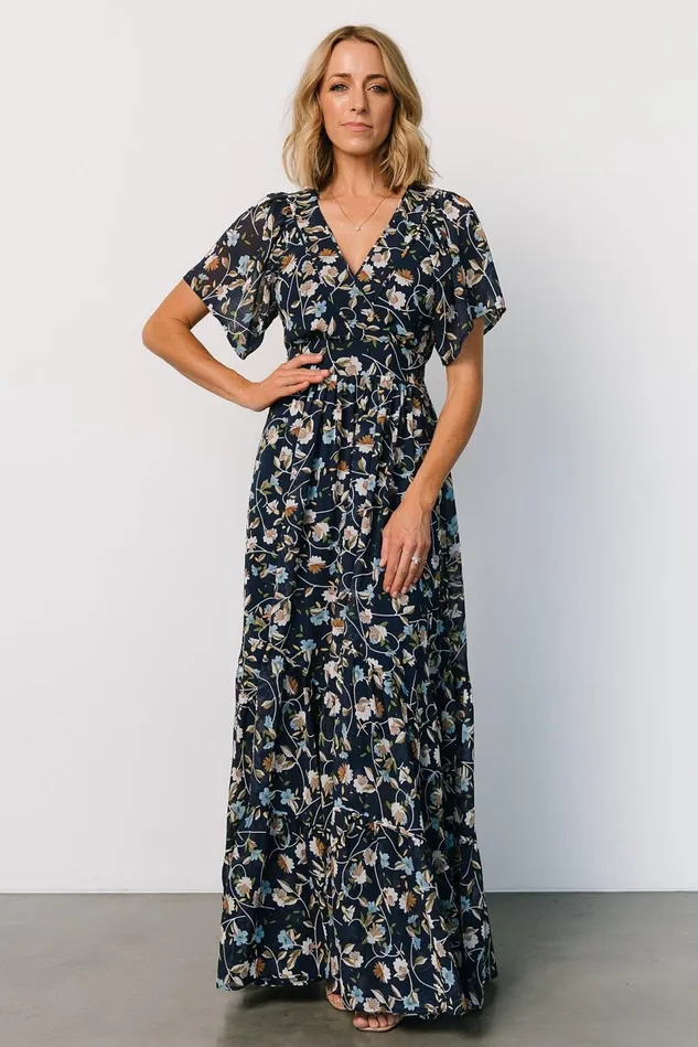 Baltic Born Bump Friendly Women Katherine Maxi Dress Dark Blue Floral Baltic Born Bump Friendly Women Katherine Maxi Dress Dark Blue Floral