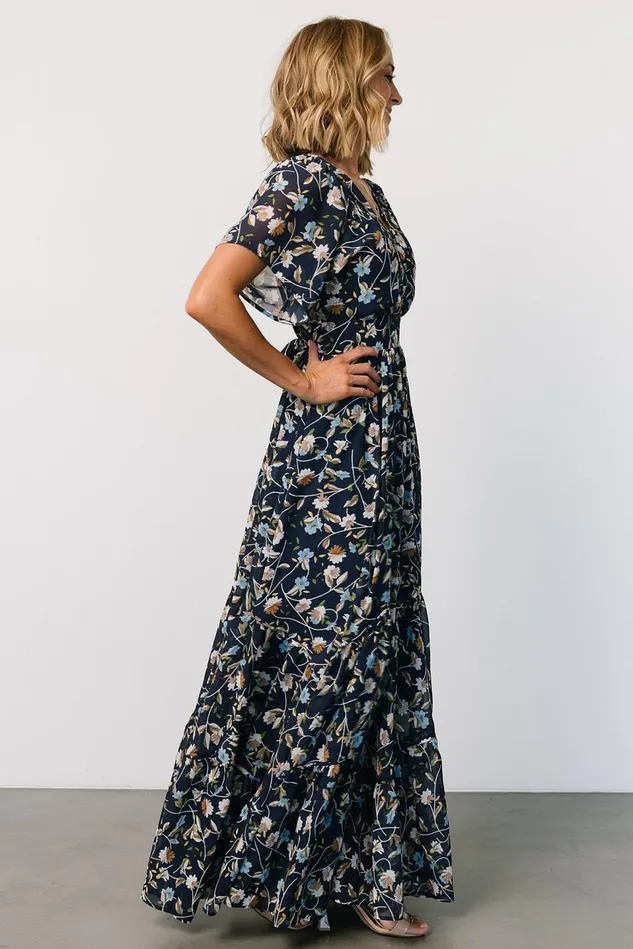 Baltic Born Bump Friendly Women Katherine Maxi Dress Dark Blue Floral Baltic Born Bump Friendly Women Katherine Maxi Dress Dark Blue Floral