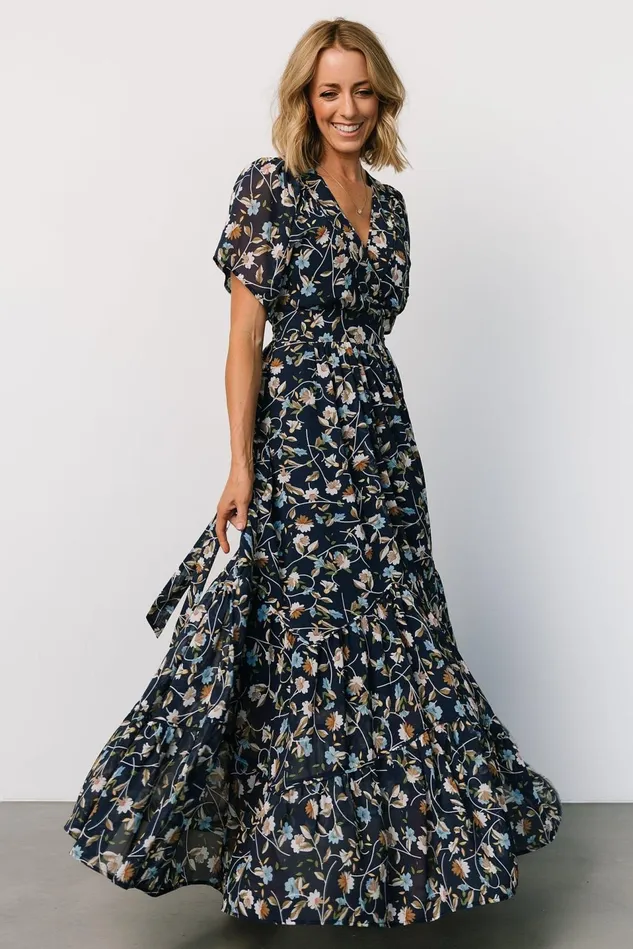 Baltic Born Bump Friendly Women Katherine Maxi Dress Dark Blue Floral Baltic Born Bump Friendly Women Katherine Maxi Dress Dark Blue Floral