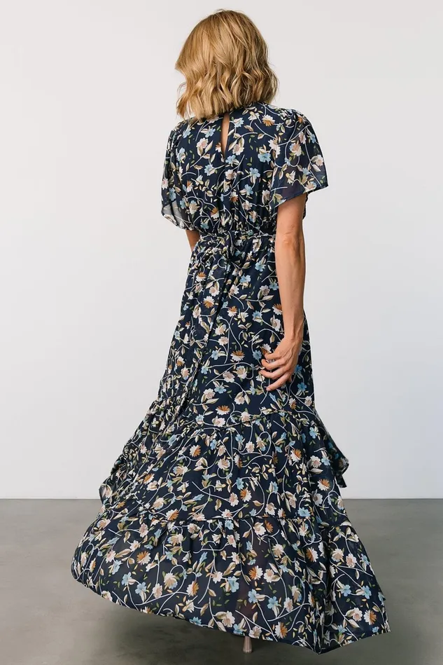 Baltic Born Bump Friendly Women Katherine Maxi Dress Dark Blue Floral Baltic Born Bump Friendly Women Katherine Maxi Dress Dark Blue Floral