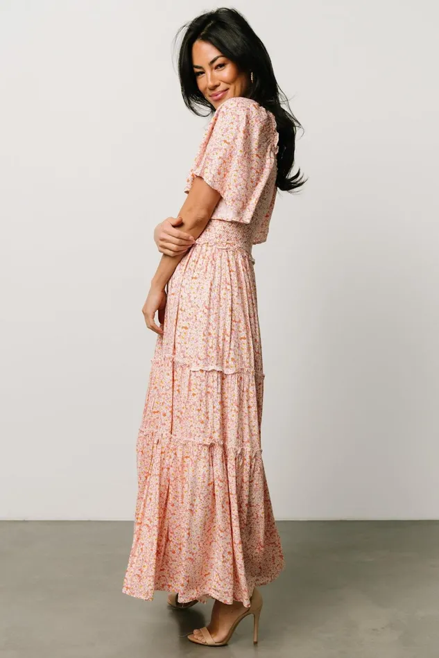 Baltic Born Bump Friendly Women Regina Smocked Maxi Dress Coral Floral Baltic Born Bump Friendly Women Regina Smocked Maxi Dress Coral Floral