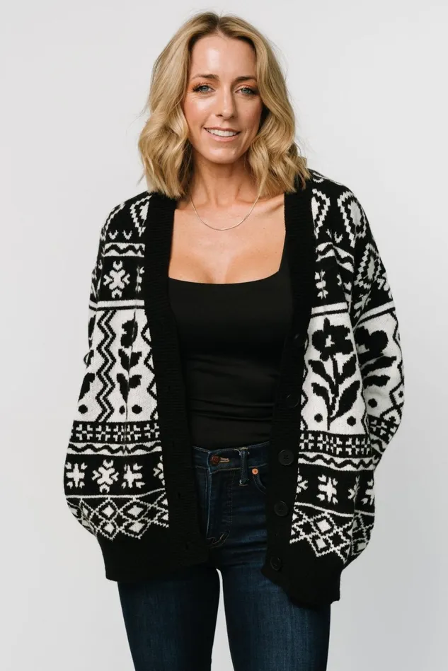Baltic Born Cardigans Women Jackson Oversized Cardigan Black Print