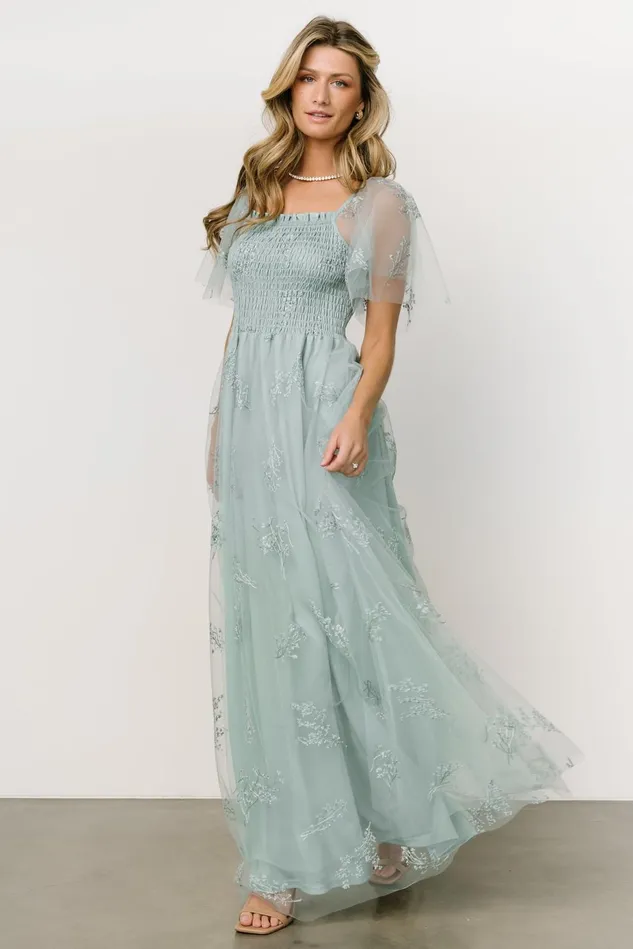 Baltic Born Embellished Sequin Women Cassandra Tulle Maxi Dress Sage Sparkle Baltic Born Embellished Sequin Women Cassandra Tulle Maxi Dress Sage Sparkle