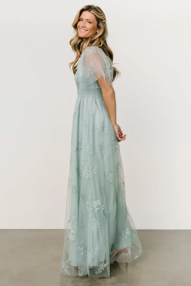 Baltic Born Embellished Sequin Women Cassandra Tulle Maxi Dress Sage Sparkle Baltic Born Embellished Sequin Women Cassandra Tulle Maxi Dress Sage Sparkle