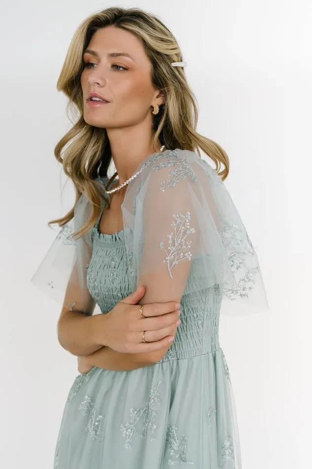 Baltic Born Embellished Sequin Women Cassandra Tulle Maxi Dress Sage Sparkle Baltic Born Embellished Sequin Women Cassandra Tulle Maxi Dress Sage Sparkle