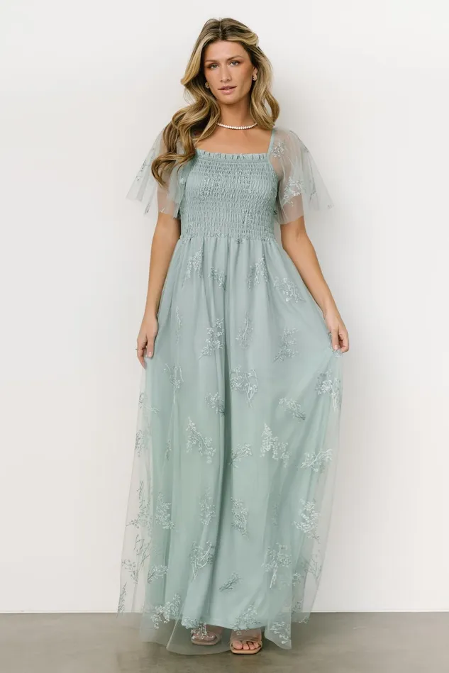 Baltic Born Embellished Sequin Women Cassandra Tulle Maxi Dress Sage Sparkle Baltic Born Embellished Sequin Women Cassandra Tulle Maxi Dress Sage Sparkle