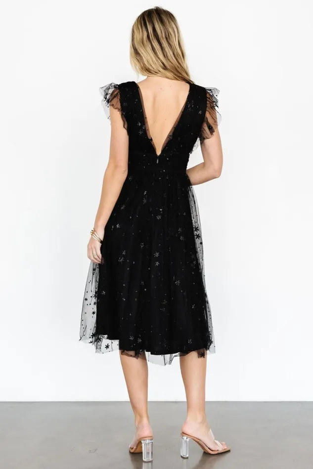 Baltic Born Embellished Sequin Women Chiara Shimmer Midi Dress Black Baltic Born Embellished Sequin Women Chiara Shimmer Midi Dress Black