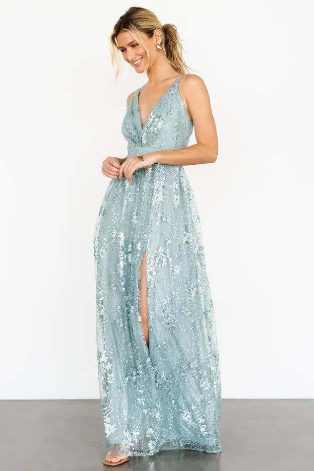 Baltic Born Embellished Sequin Women Tasha Sequin Gown Sage Blue Baltic Born Embellished Sequin Women Tasha Sequin Gown Sage Blue