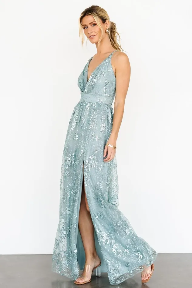 Baltic Born Embellished Sequin Women Tasha Sequin Gown Sage Blue Baltic Born Embellished Sequin Women Tasha Sequin Gown Sage Blue
