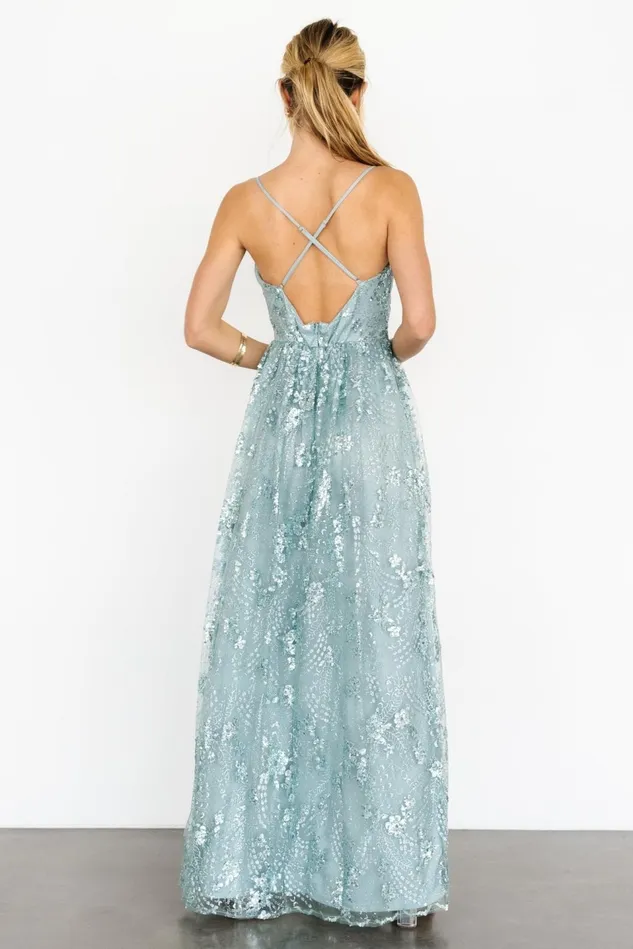 Baltic Born Embellished Sequin Women Tasha Sequin Gown Sage Blue Baltic Born Embellished Sequin Women Tasha Sequin Gown Sage Blue