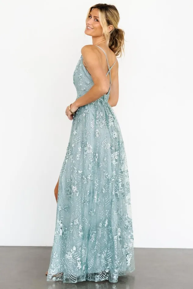 Baltic Born Embellished Sequin Women Tasha Sequin Gown Sage Blue Baltic Born Embellished Sequin Women Tasha Sequin Gown Sage Blue