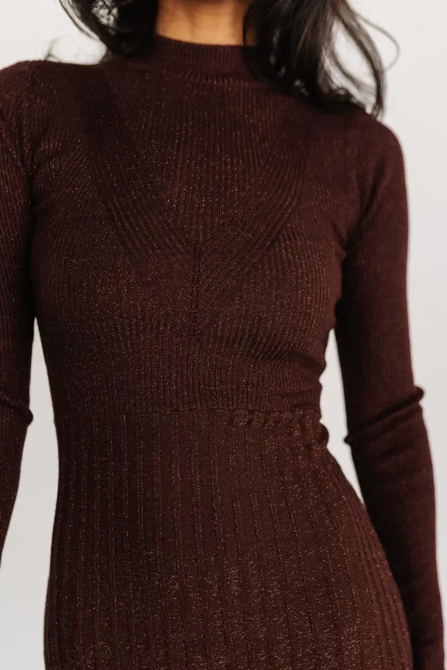 Baltic Born Maxi Dresses Women Jamelia Pleated Sweater Dress Brown Gold