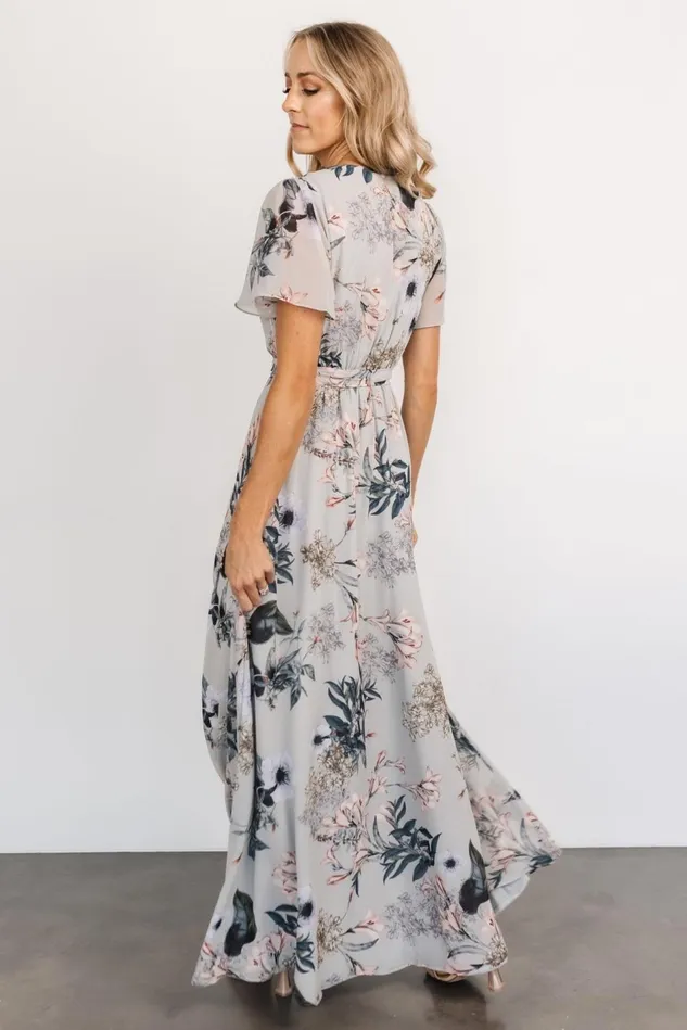 Baltic Born Maxi Dresses Women Naomi Short Sleeve Maxi Dress Pale Blue Floral