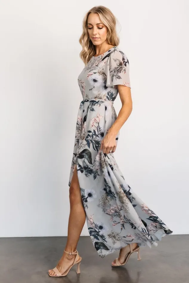 Baltic Born Maxi Dresses Women Naomi Short Sleeve Maxi Dress Pale Blue Floral