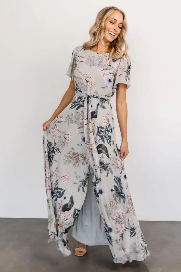 Baltic Born Maxi Dresses Women Naomi Short Sleeve Maxi Dress Pale Blue Floral