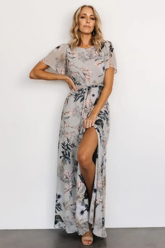 Baltic Born Maxi Dresses Women Naomi Short Sleeve Maxi Dress Pale Blue Floral