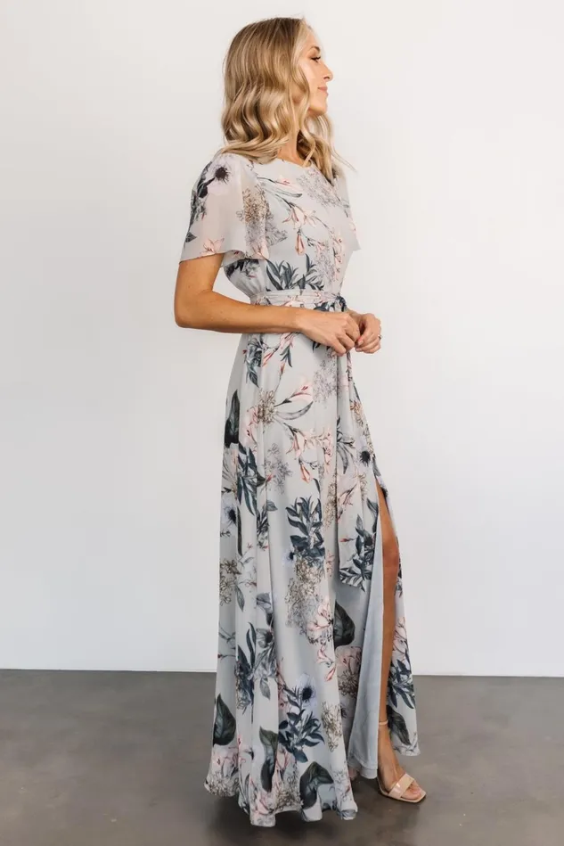 Baltic Born Maxi Dresses Women Naomi Short Sleeve Maxi Dress Pale Blue Floral