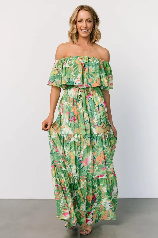 Baltic Born Maxi Dresses Women Sonoma Off Shoulder Maxi Dress Green Multi