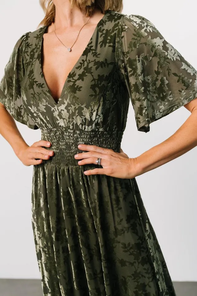 Baltic Born Maxi Dresses Women Veronica Velvet Maxi Dress Dark Sage