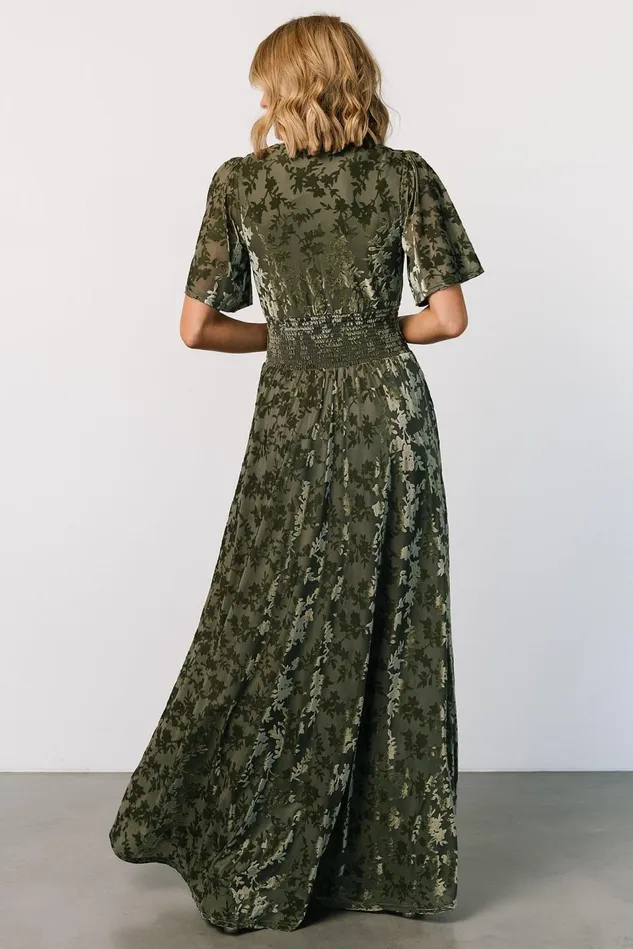 Baltic Born Maxi Dresses Women Veronica Velvet Maxi Dress Dark Sage