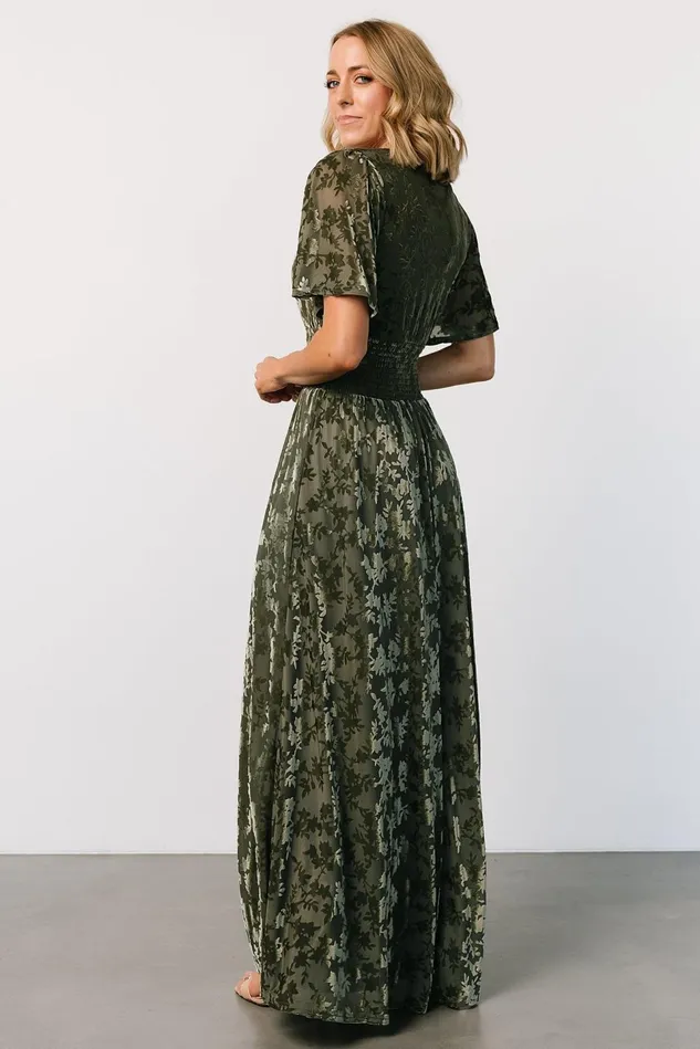 Baltic Born Maxi Dresses Women Veronica Velvet Maxi Dress Dark Sage