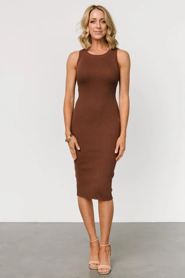 Baltic Born Midi Dresses Women Caitlyn Ribbed Tank Dress Brown Baltic Born Midi Dresses Women Caitlyn Ribbed Tank Dress Brown