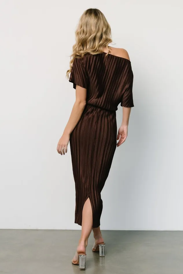Baltic Born Midi Dresses Women Winslow Pleated Midi Dress Dark Brown