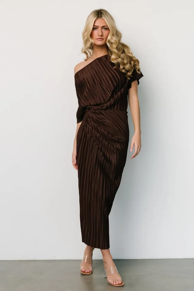 Baltic Born Midi Dresses Women Winslow Pleated Midi Dress Dark Brown