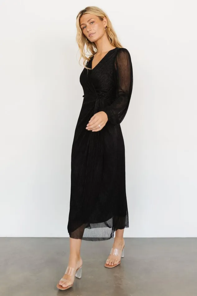 Baltic Born Mother Of The Bride Women Devlyn Pleated Dress Black Shimmer
