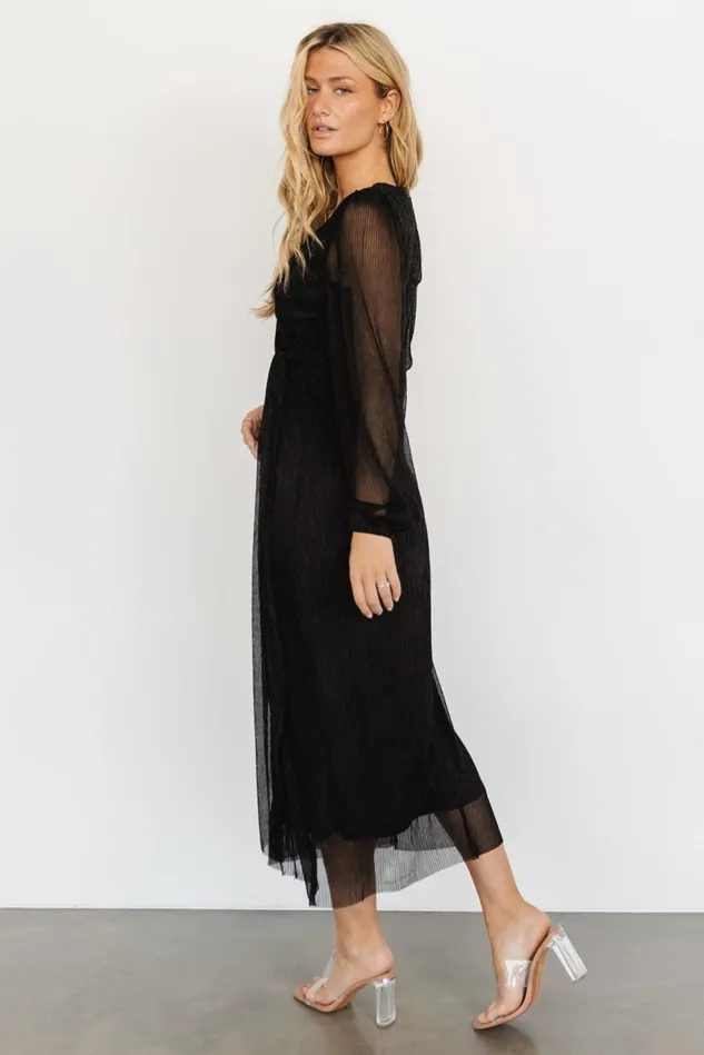 Baltic Born Mother Of The Bride Women Devlyn Pleated Dress Black Shimmer